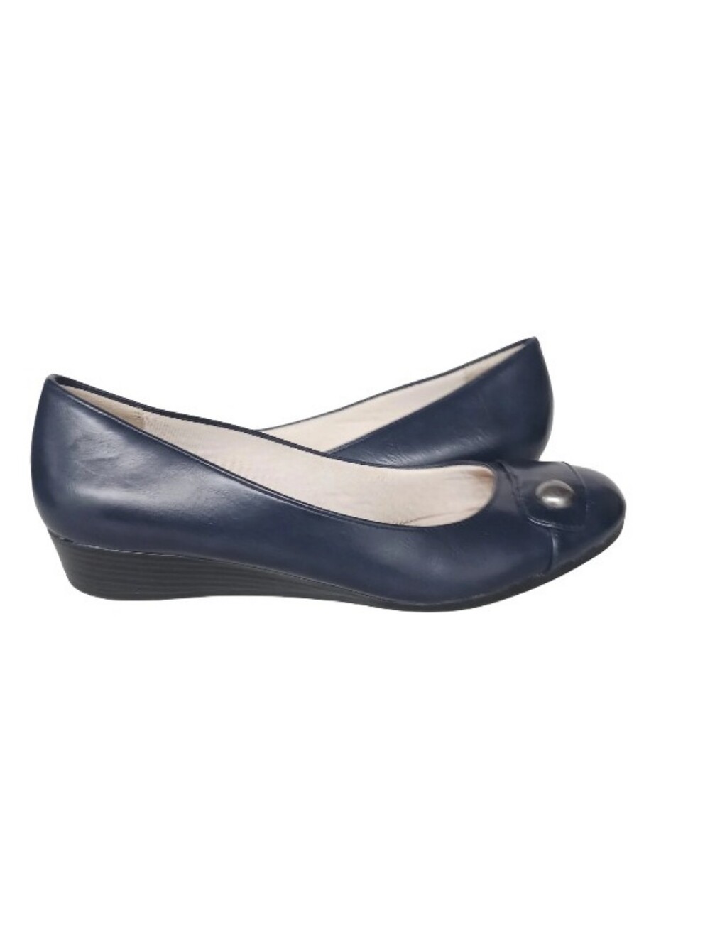 Lifestride Heels Women's 7.5 Navy Blue Slip-on Professional Wedge Shoes - Picture 2 of 8
